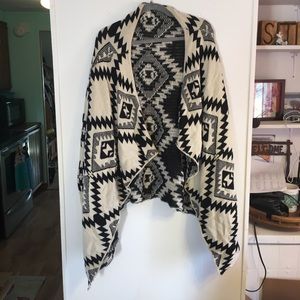 Black/cream Aztec open cardigan